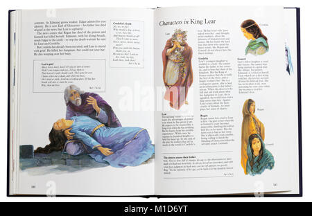 Ein Bildband von Shakespeares Dramen öffnen im Zeichen des Königs Lear Stockfoto
