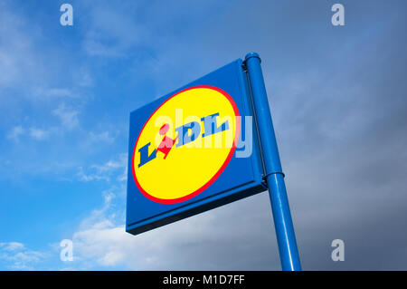 Lidl Supermärkte Zeichen - Johannes Gollop Stockfoto