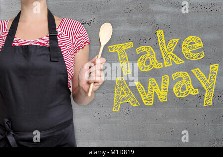 Nehmen Konzept wird durch Kochen gezeigt. Stockfoto