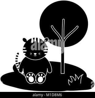 Süß und zart Tiger im Dschungel Charakter Vector Illustration Design Stock Vektor