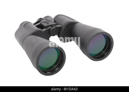 Schwarz Fernglas isoliert auf weißem Hintergrund. Stockfoto