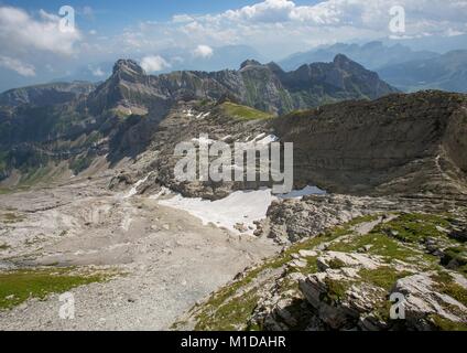 Landschaft der Alpstein und Säntis, die sind eine Untergruppe der Appenzeller Alpen in der Schweiz Stockfoto