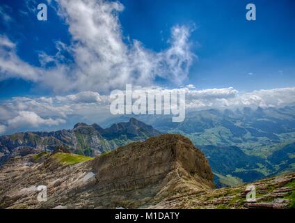 Landschaft der Alpstein und Säntis, die sind eine Untergruppe der Appenzeller Alpen in der Schweiz Stockfoto