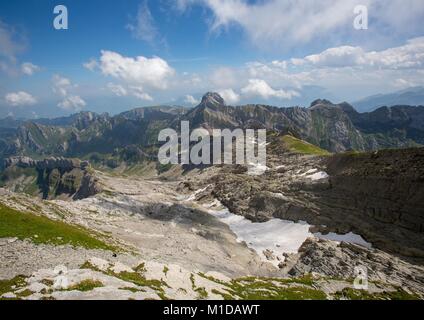 Landschaft der Alpstein und Säntis, die sind eine Untergruppe der Appenzeller Alpen in der Schweiz Stockfoto