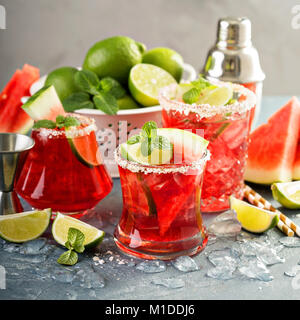 Wassermelone Margarita mit Limonen Stockfoto