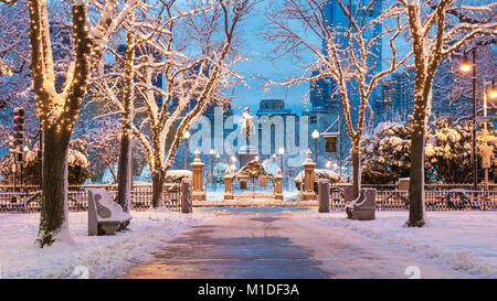 Die Boston Commons mit der Boston Public Garden in der Wintersaison. Stockfoto