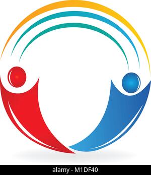 Teamwork Partnerschaft Personen, mit Rainbow Curve, Vektor icon Stock Vektor