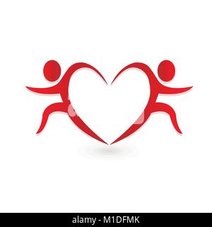 Valentinstag Herz, paar Leute, Vektor Icon Design Illustration Stock Vektor