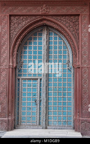 Die schöne Architektur auf alten haveli Wohnungen, Bikaner, Rajasthan, Indien Stockfoto