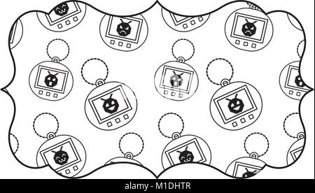 Aufkleber retro Spielzeug tamagotchi elektronische Vektor-illustration Grobentwurf Stock Vektor