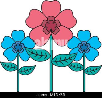 Dekoration drei rose Stammzellen Blütenblatt Blüte Blatt botanischen Vector Illustration Stock Vektor