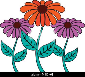Dekoration drei rose Stammzellen Blütenblatt Blüte Blatt botanischen Vector Illustration Stock Vektor