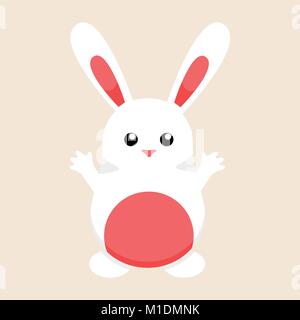 Cute White Osterhase Vector Illustration Graphic Design Stock Vektor