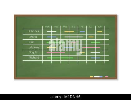 Kreidetafel mit Zeitplan Stock Vektor