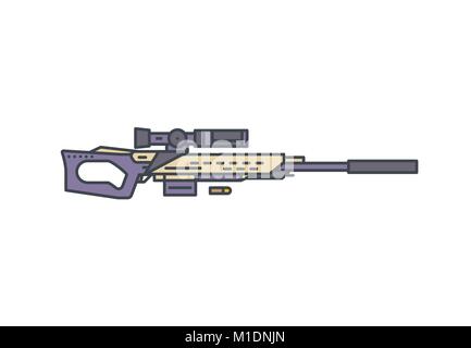 Sniper Rifle Linie Abbildung Stock Vektor