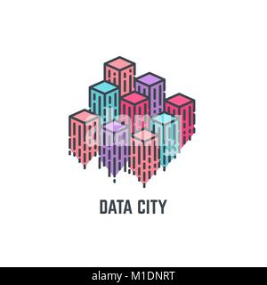 Daten Wolkenkratzer Stock Vektor