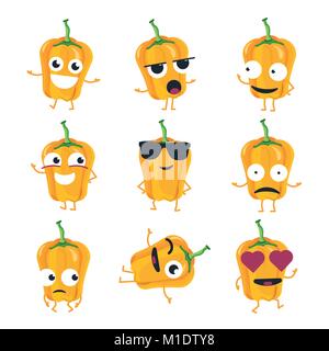 Lustige gelbe Paprika - Vektor isoliert cartoon Emoticons Stock Vektor