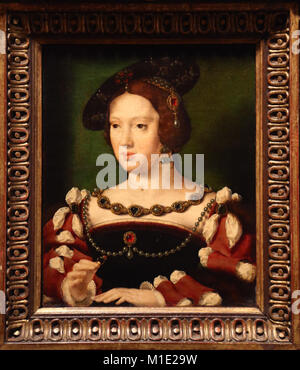 Portrait von Eleonore von Österreich (1498-1558), Königin von Frankreich und Portugal. Von Joos van Cleeve im Jahre 1530 gemalt - 1540. Stockfoto