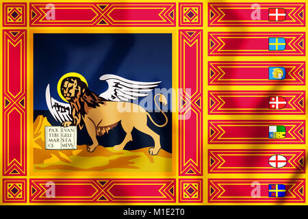 3D-Markierung des Veneto, Italien. 3D-Darstellung. Stockfoto