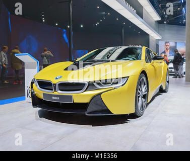 FRANKFURT, Deutschland - 17.September 2017: BMW i8-Plug-in Hybrid Electric Auto an International Motor Show Stockfoto