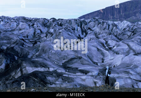 Island. Skaftafell. Skaftafell National Park. Gletscher. Touristische Blick auf Gletscher. Stockfoto
