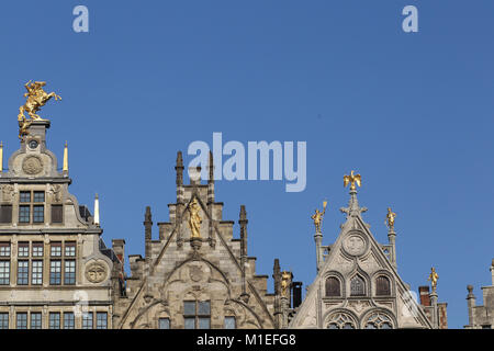 Gildenhalle auf, Antwerpen, Belgien Grote Markt oder Hauptplatz oder großen Marktplatz. Guild Houses Stockfoto