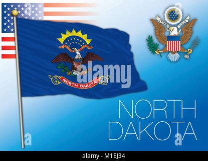 North Dakota Bundesland Flagge, United States Stock Vektor