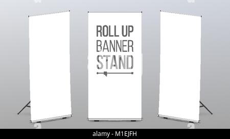 Roll Up Banner Vektor stehen. Pop Up Flipchart für die Ausbildung. Flagge Design Layout. Plakat für die Konferenz. Leere Mock Up. Stock Vektor