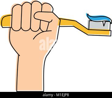 Hand mit Zahnbürste Stock Vektor