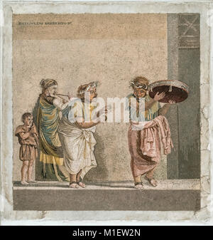 Neapel. Italien. Römische Mosaik, Straßenmusikanten. Museo Archeologico Nazionale di Napoli. Neapel Nationalen Archäologischen Museum. Stockfoto