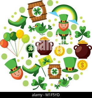 St Patricks Day Feier party Elemente Symbole Stock Vektor