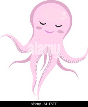 Cute octopus Pferd Symbol, flach, Cartoon Stil. Auf weissem Hintergrund. Vector Illustration. Stock Vektor