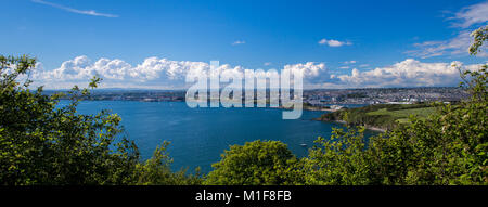 Ein Blick auf die Stadt Plymouth von Staddon Höhen Stockfoto