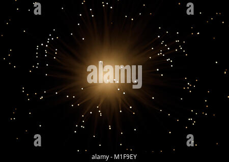 Fibre optic Lampen, abstrakte mehrfarbig auf schwarzem Hintergrund Stockfoto