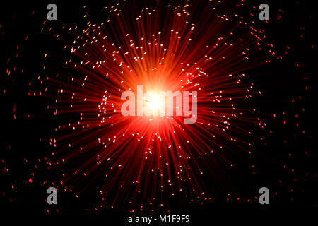 Fibre optic Lampen, abstrakte mehrfarbig auf schwarzem Hintergrund Stockfoto