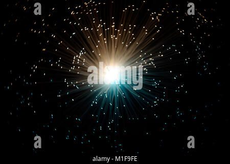 Fibre optic Lampen, abstrakte mehrfarbig auf schwarzem Hintergrund Stockfoto