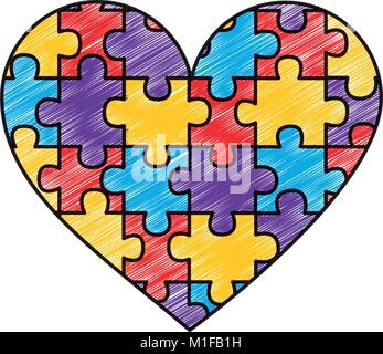 Herz aus Puzzleteile liebe liebe Konzept Stock Vektor