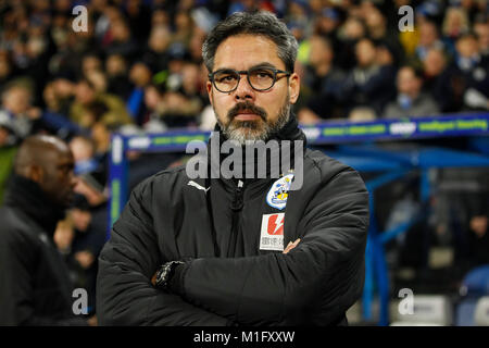 Huddersfield, Großbritannien. 30 Jan, 2018. Huddersfield Town Manager David Wagner während der Premier League Match zwischen Huddersfield Town und Liverpool bei John Smith's Stadium am 30. Januar 2018 in Huddersfield, England. (Foto von Daniel Chesterton/phcimages.com) Credit: PHC Images/Alamy leben Nachrichten Stockfoto