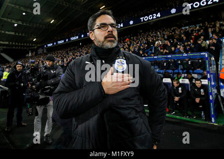 Huddersfield, Großbritannien. 30 Jan, 2018. Huddersfield Town Manager David Wagner vor dem Premier League Match zwischen Huddersfield Town und Liverpool bei John Smith's Stadium am 30. Januar 2018 in Huddersfield, England. (Foto von Daniel Chesterton/phcimages.com) Credit: PHC Images/Alamy leben Nachrichten Stockfoto