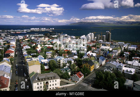 Island. Reykjavik. Blick von der Kirche Hallgrimskirkja. Stockfoto