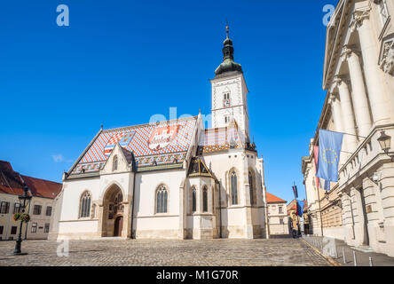 Kirche des heiligen Markus in der Altstadt. Zagreb, Kroatien, Europa Stockfoto