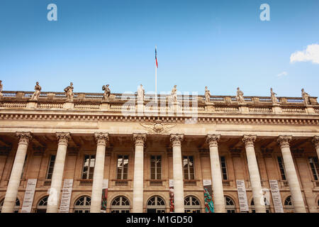 BORDEAUX, Frankreich - 26. Januar 2018: die architektonischen Details des Grand Opera von Bordeaux an einem Wintertag Stockfoto