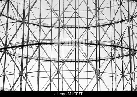Archäologie der industriellen Architektur: ALTEN GASOMETER CLOSEUP/Textur Stockfoto