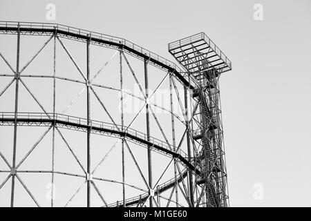 Archäologie der industriellen Architektur: ALTEN GASOMETER CLOSEUP/Textur Stockfoto