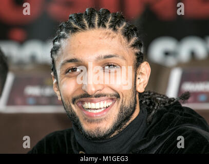 David Deron Haye Kämpfer an Boxing Pressekonferenz im Hotel Hilton, Liverpool, Großbritannien. Stockfoto