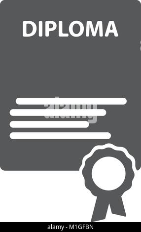 Das Diplom Symbol. Zertifikat Symbol. Flache Vektor Stock Vektor