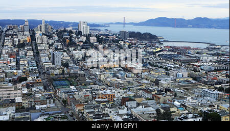 Eine Antenne von San Francisco mit der Golden Gate Bridge Stockfoto