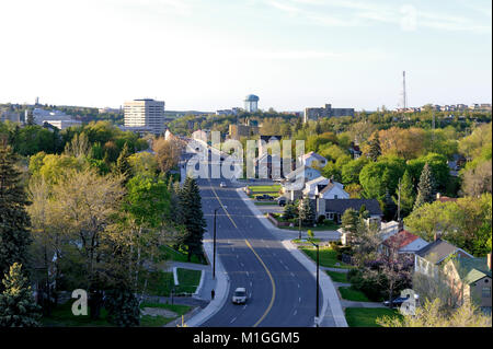 Dies ist eine Ansicht von Sudbury die Brücke der Nationen vom Dach des ehemaligen allgemeinen Krankenhaus genommen Stockfoto