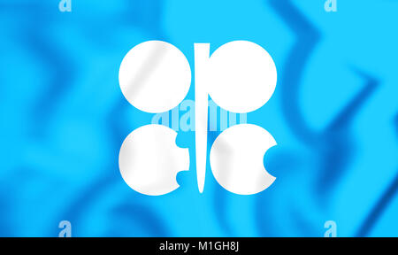 3D-Flagge der OPEC. 3D-Darstellung. Stockfoto