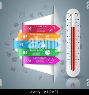 Thermometer Geschäft Infografiken. Gesundheit-Symbol. Stock Vektor